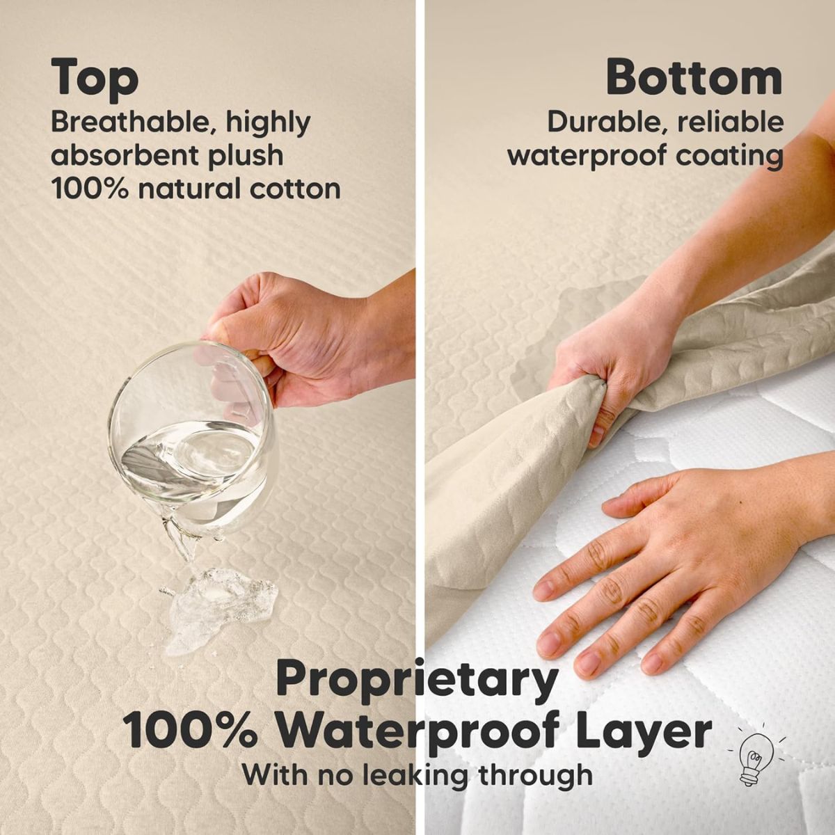 KeaBabies Waterproof Crib Mattress Protector Cover Fitted 2-Pack - Oat/Mavy - 100 Percent Waterproof Protection