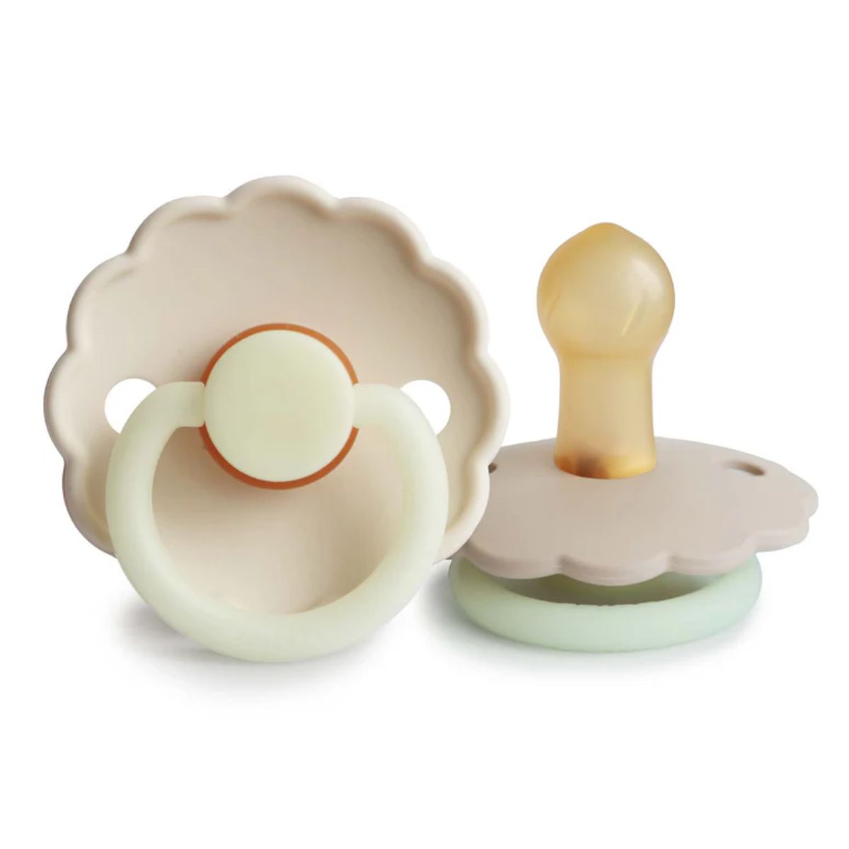 Kit de Chupetas Mushie Frigg Daisy Night Natural Croissant e Cream - High-quality natural rubber