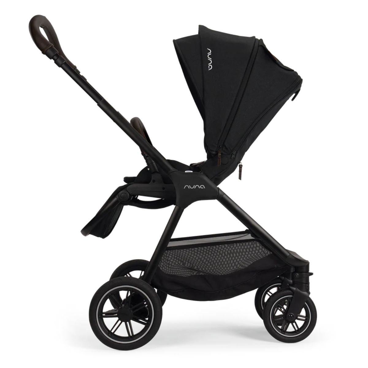Nuna TRIV Next Stroller w/ Magnetic Buckle - Caviar/Chocolate - Reversible Seat Flexibility